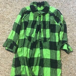 Lime Green & Black Flannel